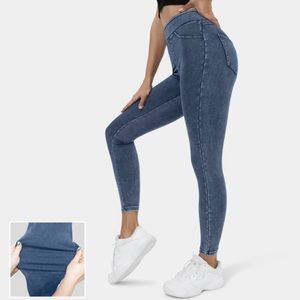 Hold* do not buy* HALARA High Waisted Back Side Pocket Stretchy Knit Denim
